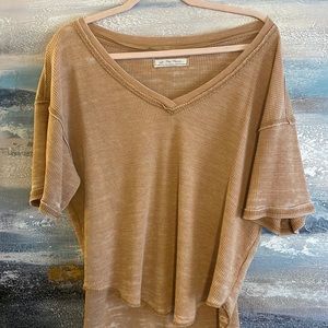 Free People Gold Waffle Tee Shirt. Like New